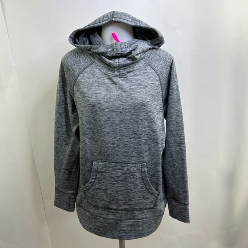 Marc New York M Hoodie Sweatshirt Gray Pink Cowl Ruched Heathered Pullover